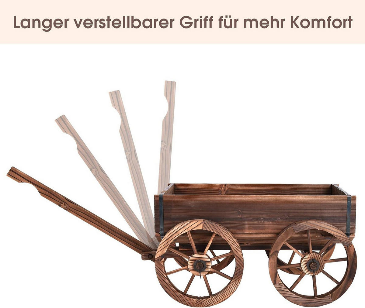BLUMENWAGEN Holz, Pflanzwagen 4 Rädern Braun - Braun, Holz (43/54/120cm) - COSTWAY
