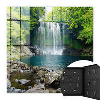 SCHLÜSSELBOX Schwarz 30x30 cm- Türöffnung nach rechts - Natürlicher Wasserfall - Grün, Metall (30/30/5cm) - TULUP