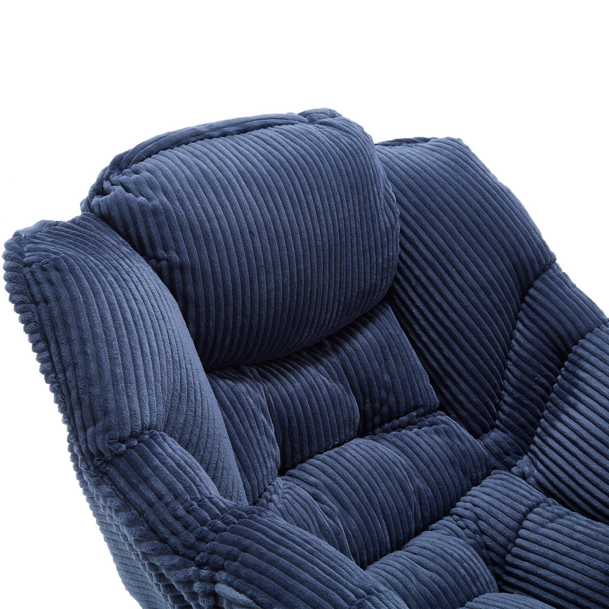 SESSEL Stoff Dunkelblau mit Hocker und Seitentasche - Blau, Textil/Metall (81/95/64cm) - WISHDOR