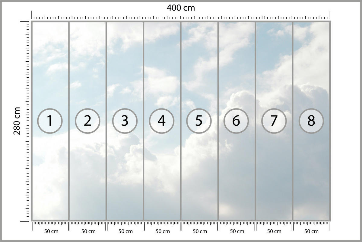 FOTOTAPETE für Schlafzimmer Dichte Weiße Wolken Himmel 400x280 - Blau/Weiß, Papier (400/280cm) - Muralo