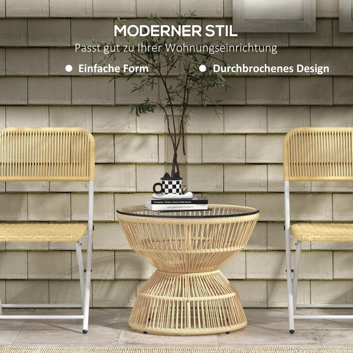 LOUNGETISCH 60/60/50 cm Naturholz aus Glas im Boho-Stil - Naturfarben, Glas (60/60/50cm) - OKMYHOME