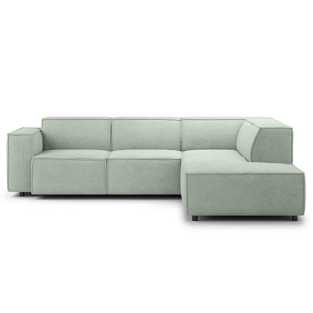 ECKSOFA mit Ottomane - Schwarz/Mintgrün, Kunststoff/Textil (260/234cm) - home24