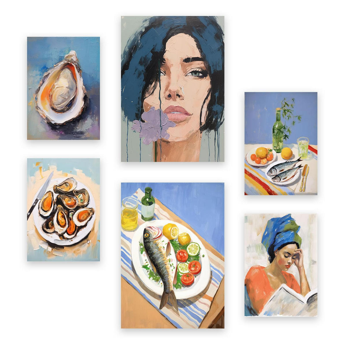 POSTER Set Mit 6 Meeresfutter A3 & A4 Rahmenlos - Klar, Papier (29/3cm) - Nacnic