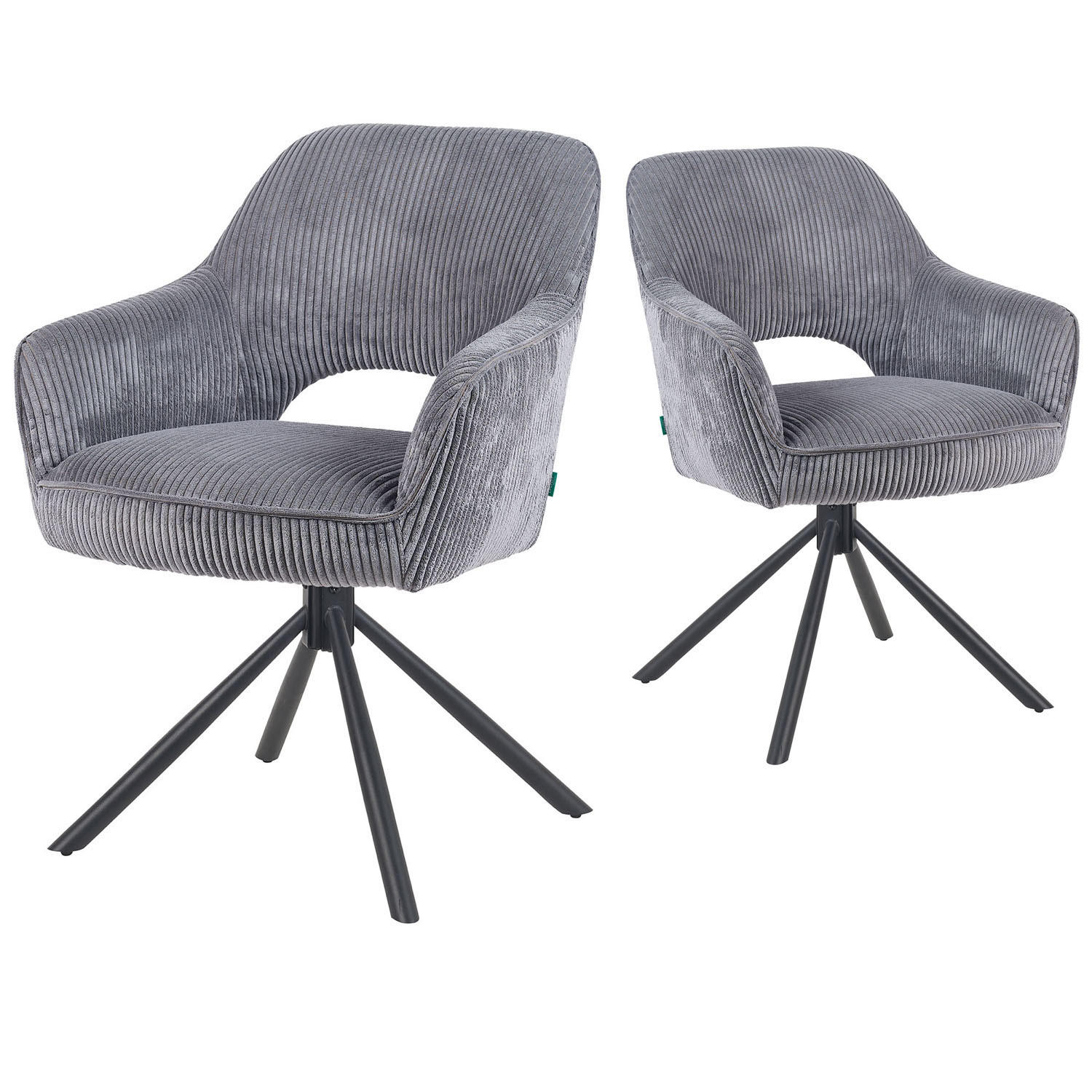 DREHSTUHL Mika-Ben - Schwarz/Grau, Textil/Metall (60/87/65cm) - DUBI Möbel