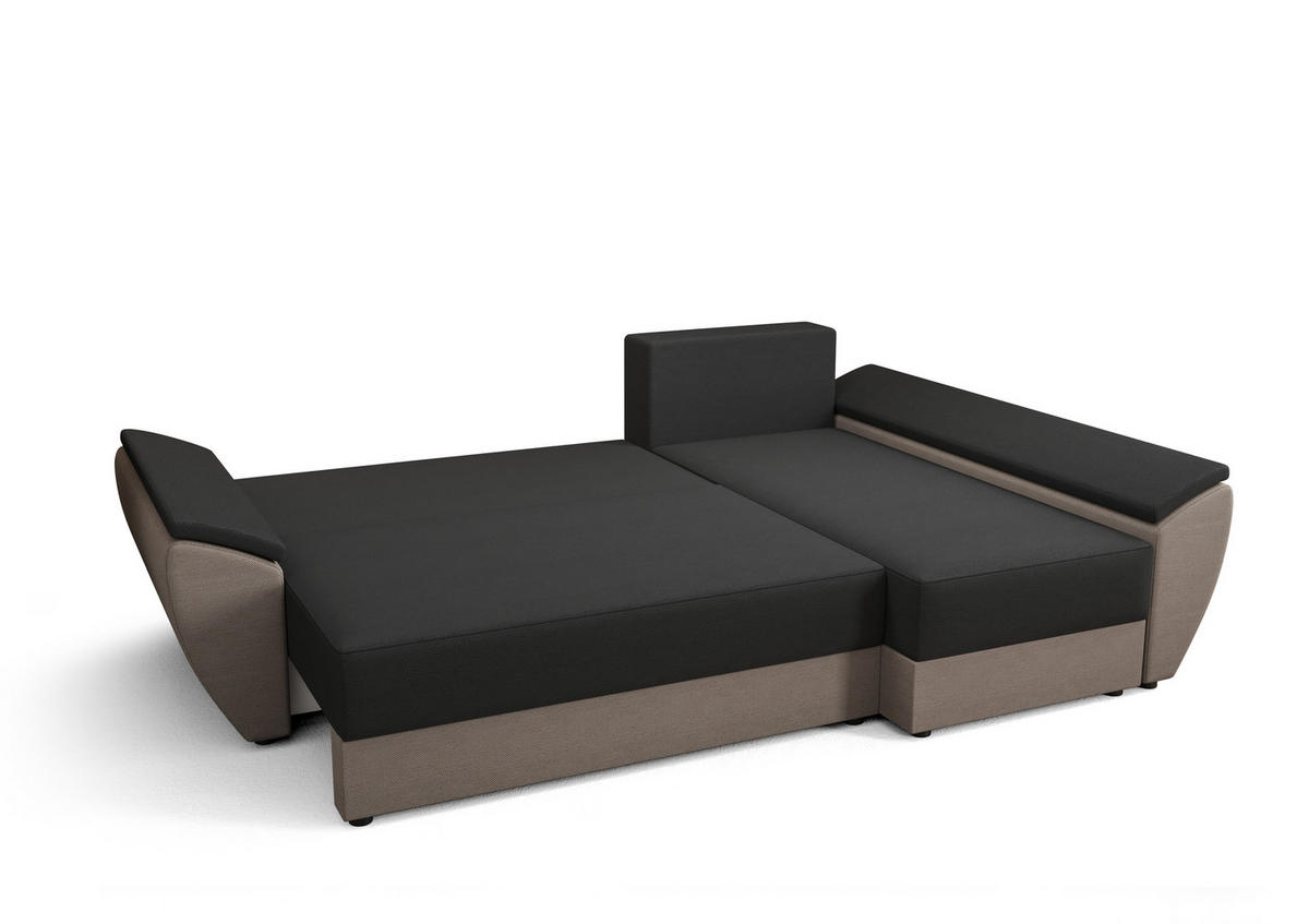 ECKSOFA L REBI L3 Poso 100 Rechts mit Schlaffunktion, Beige - Beige, Textil (251/140cm)