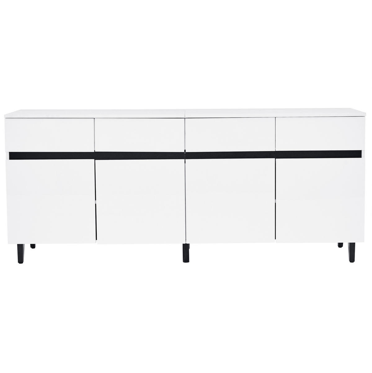 SIDEBOARD 160/40/68 cm in Weiß mit 4 Schubladen und Hochglanz-Front - Weiß, Holzwerkstoff (160/68/40cm) - Flora Grace