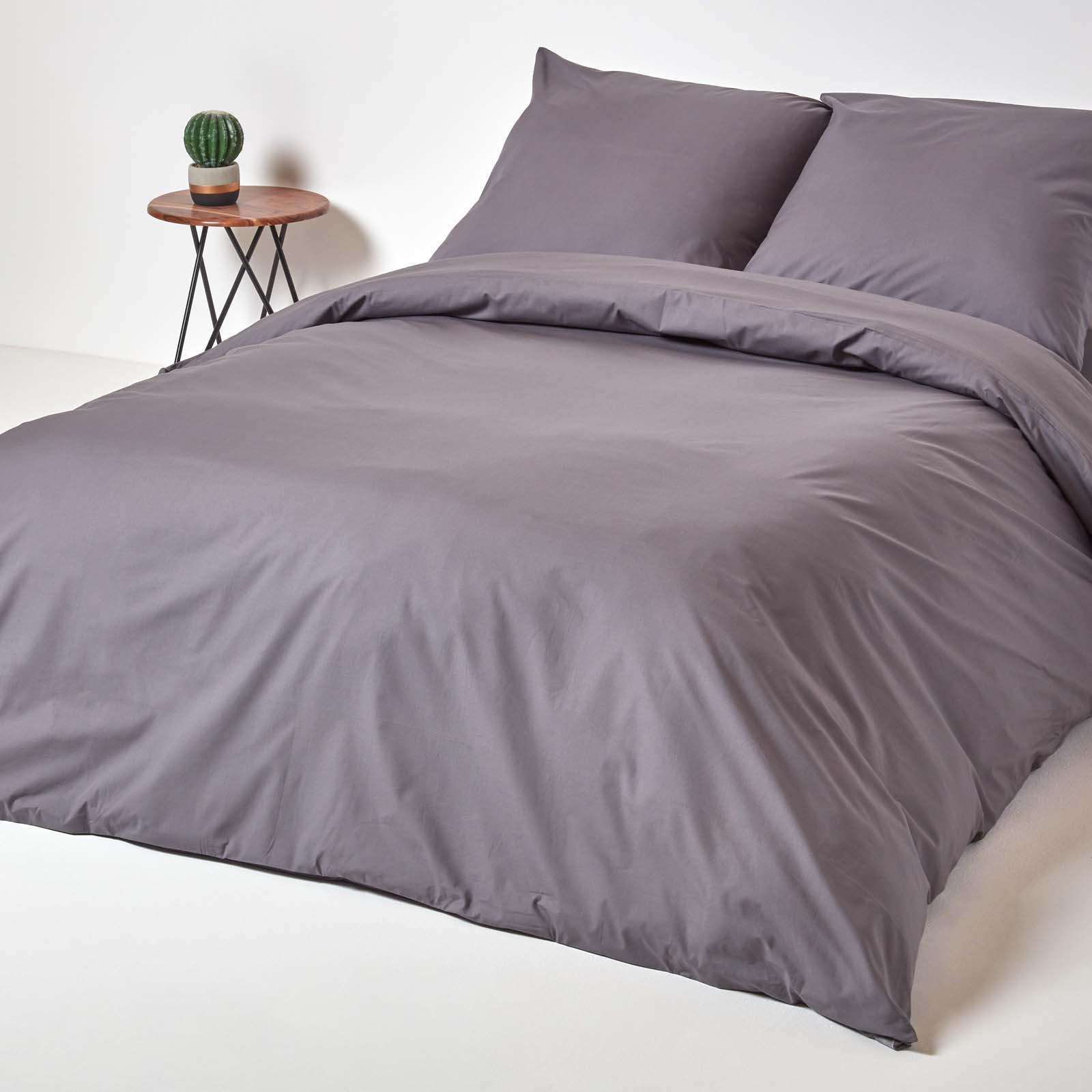 BETTWÄSCHE Perkal Fadendichte 200 - Dunkelgrau, Textil (240/220cm) - Homescapes