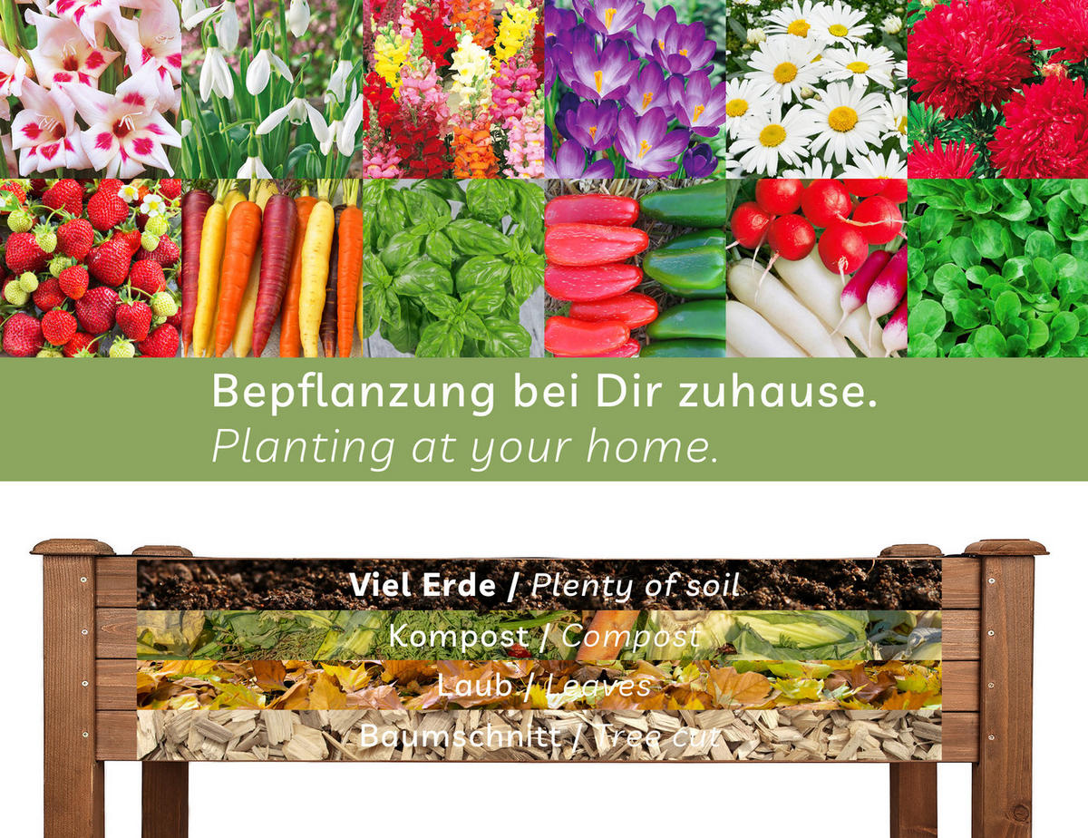 HOCHBEET aus Holz für Garten & Balkon, rechteckig mit Vlies-Folie - Braun, Holz (100/75/50cm) - needs&wants