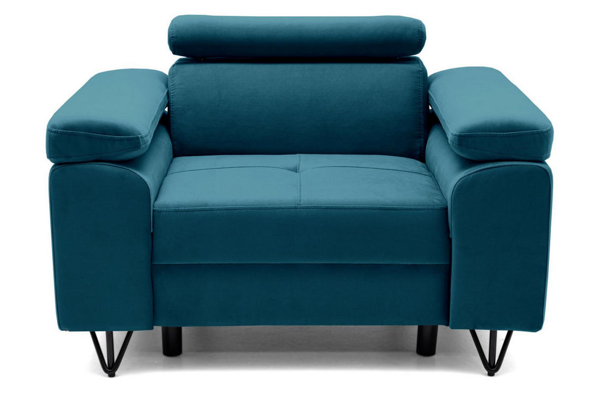SESSEL JUNIOR mit verstellbare Kopfstütze Velours Smaragdgrün - Smaragdgrün/Schwarz, Holz/Textil (116/90/92cm) - Muffo