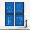 POSTER Set mit 4 BLAU medizinischen Geräten PATENT A4 Rahmenlos - Klar, Papier (29.7/3cm) - Nacnic