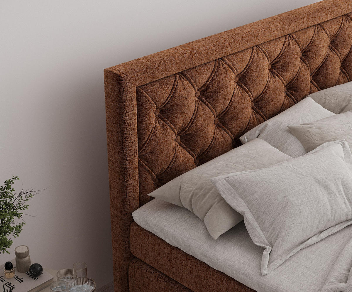 BOXSPRINGBETT Aurelia Kupferfarbe 180/200 cm - Schwarz/Kupferfarben, Holz/Holzwerkstoff (180/200cm) - Maison de Reve