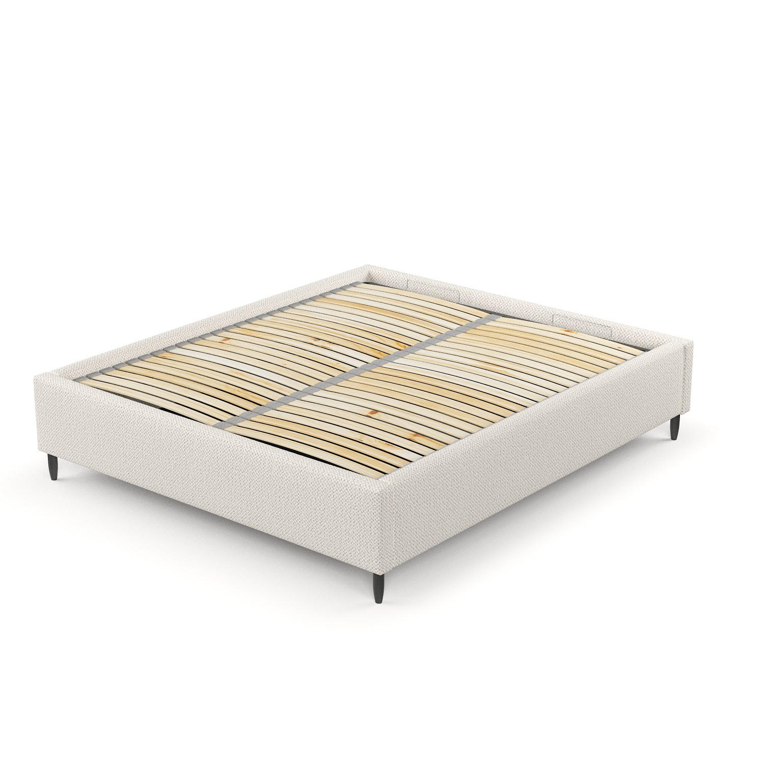 POLSTERBETT Larch Creme 120/200 cm im Chenille-Stoff - Creme/Schwarz, Holz/Holzwerkstoff (120/200cm) - Maison de Reve