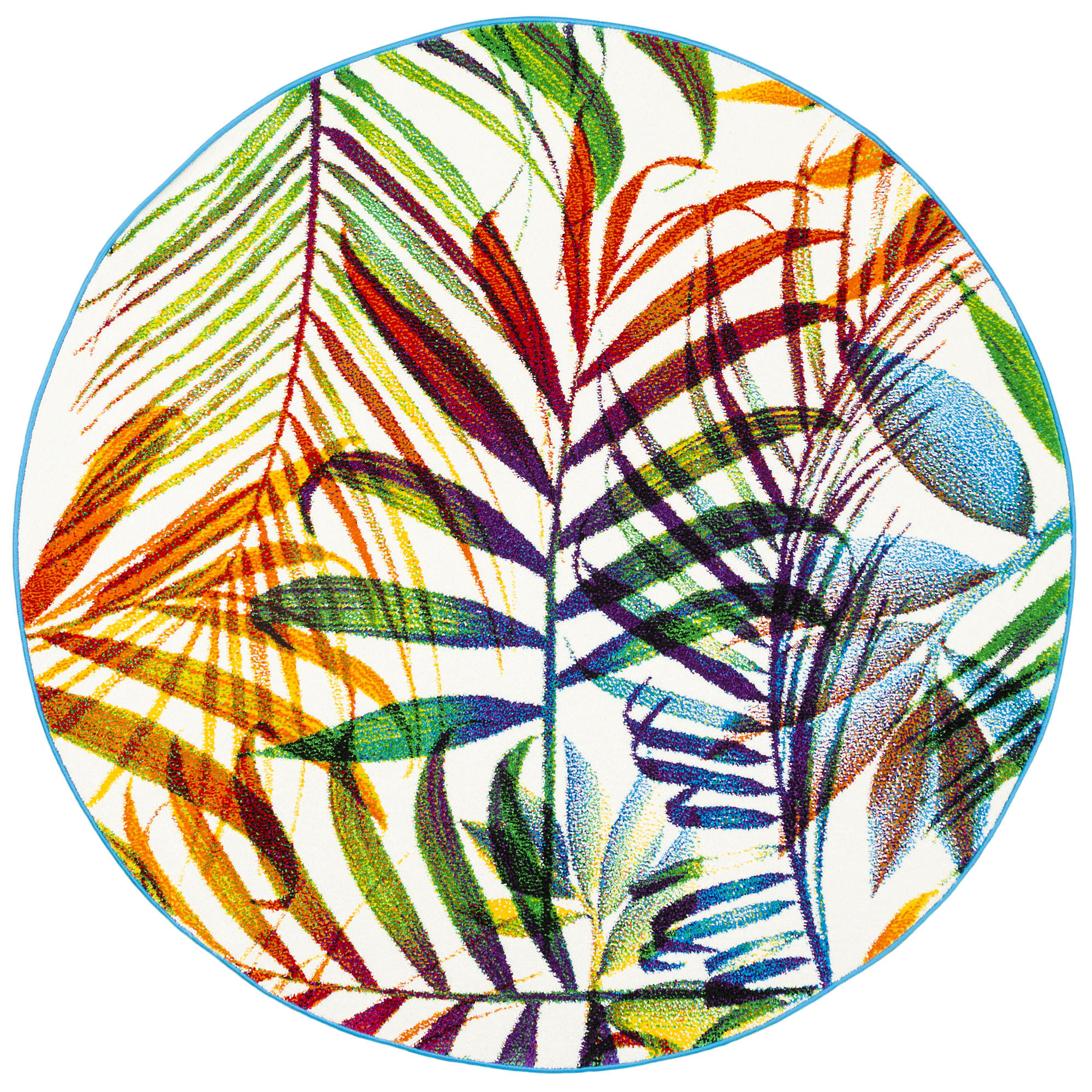 DESIGNER TEPPICH FARO TROPICAL BUNTE ZWEIGE RUND - Multicolor, Textil (200/200cm) - Pergamon