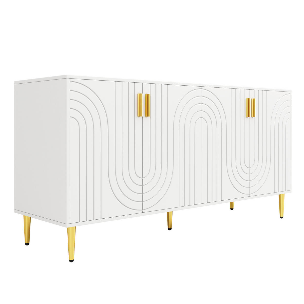 SIDEBOARD 152/40/75 cm Weiß aus MDF mit Wellendesign - Weiß, Holzwerkstoff (40/75/152cm) - OKMYHOME
