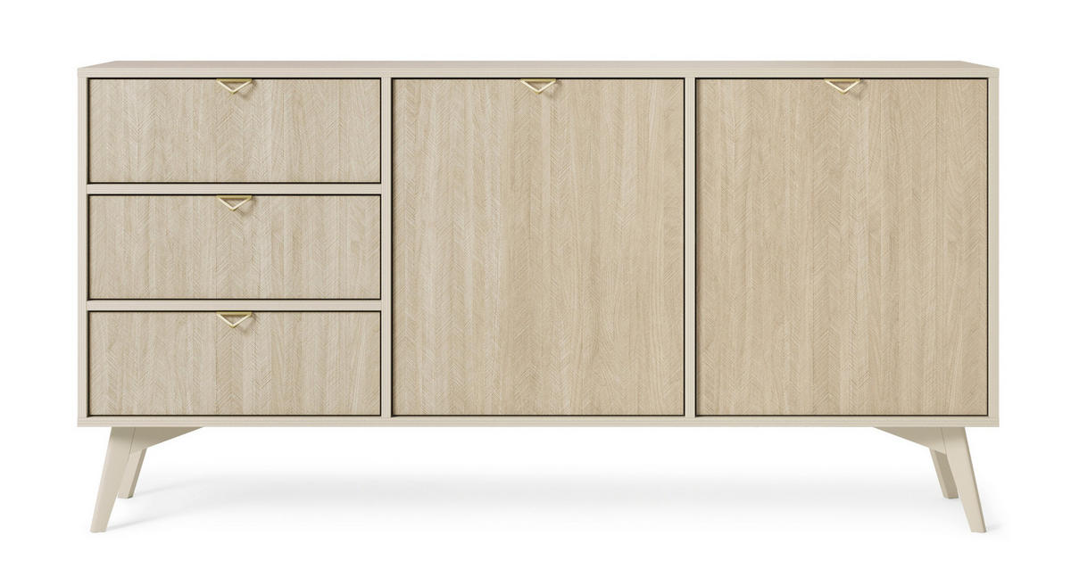 SIDEBOARD Firr, Beige, Kommode mit Schubladen - Beige, Holzwerkstoff (158/80/38cm) - Bettso