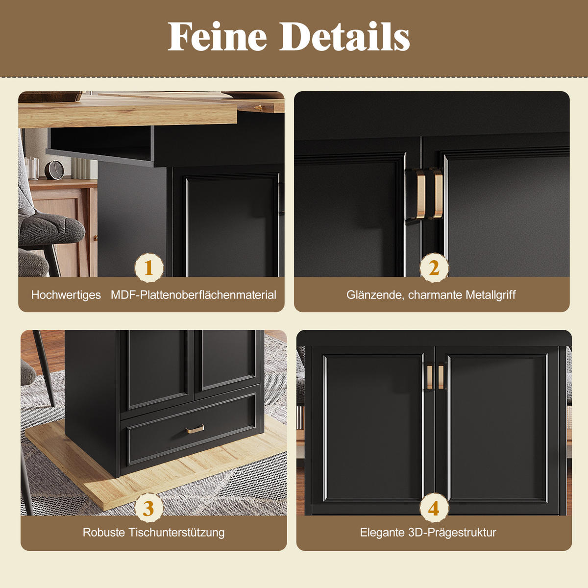 AUSZIEHTISCH Holzoptik 110-140/80/75 cm - Naturfarben, Holz (80/110/75cm) - PANGIVO