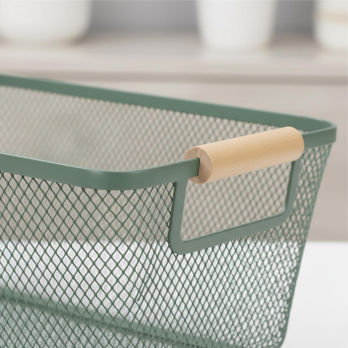 DRAHTKORB - Türkis, Holz/Metall (37/16.5/22.5cm) - Relaxdays