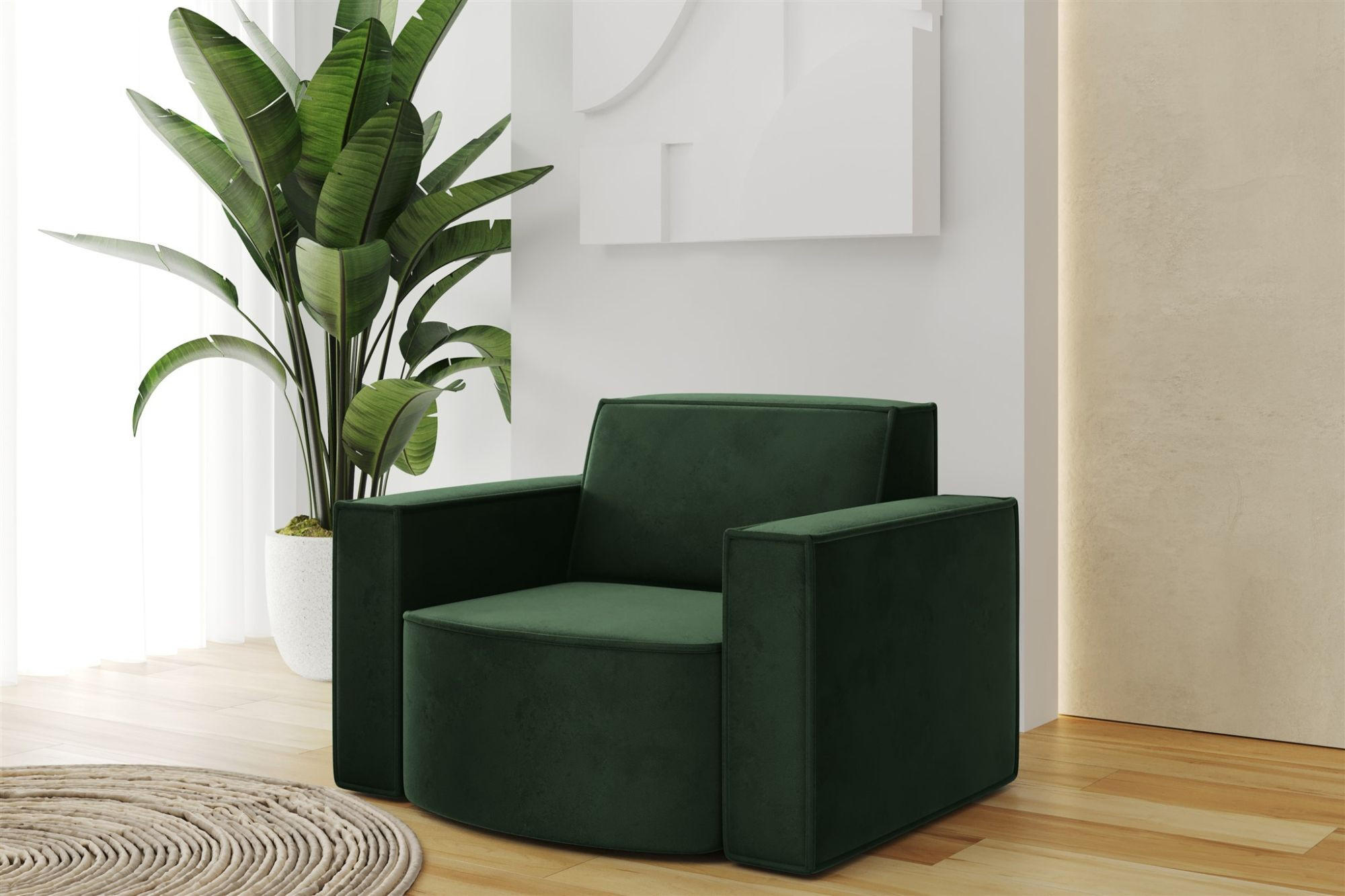 SESSEL Palma Opera Velvet - Grün, Holzwerkstoff/Textil (98/74/89cm) - Fun Möbel