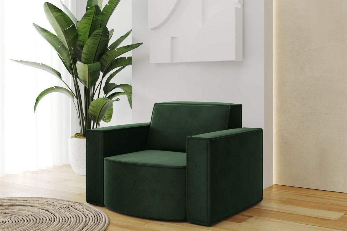 SOFASET Palma Ecksofa Sessel Opera - Grün, Holzwerkstoff/Textil (236/78/165cm) - Fun Möbel