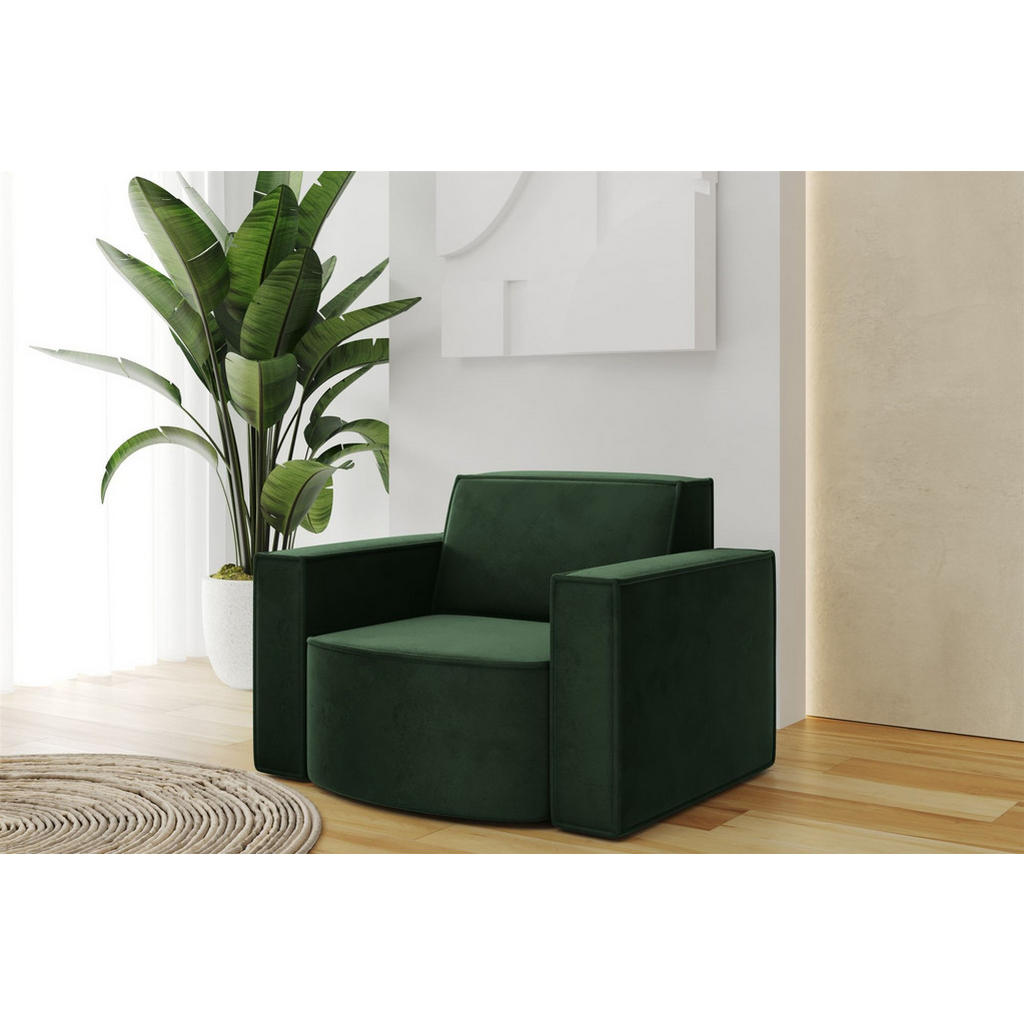 Thumbnail - Fun Möbel Sofaset, Grün, Textil, Ottomane rechts, 236x78x165 cm, Wohnzimmer, Sofas & Couches, Sitzgarnituren