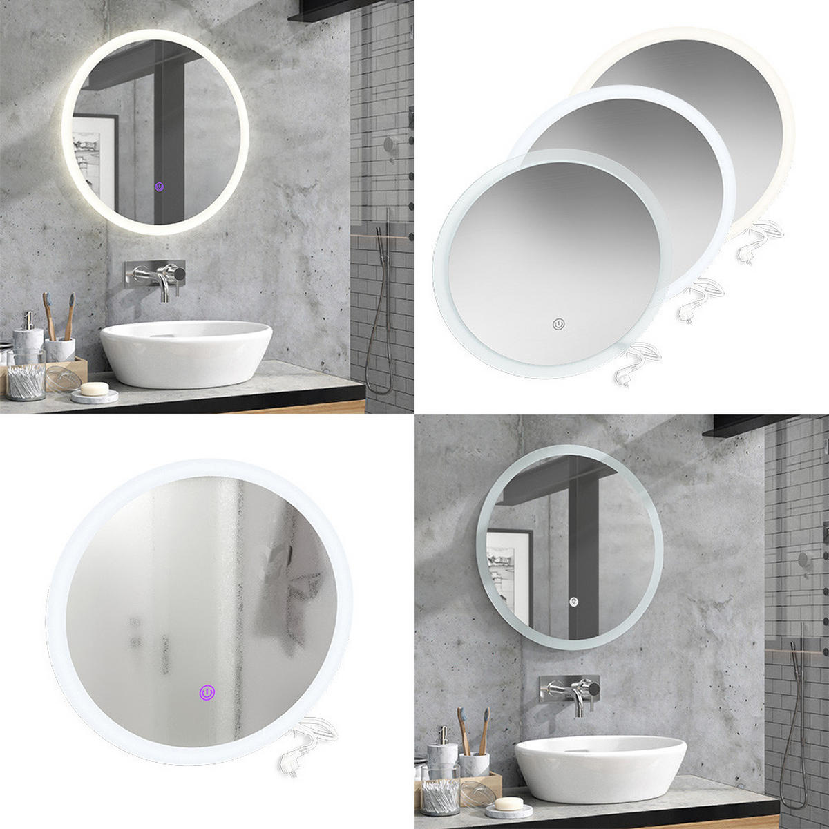 BADEZIMMERSPIEGEL Weiß 60 x 60 cm Rund - Weiß, Glas (60/60/3cm) - Vicco