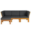 LOUNGESOFA - 4-teilig - Webstoff / Akazie massiv - Anthrazit, Holz/Textil - home24