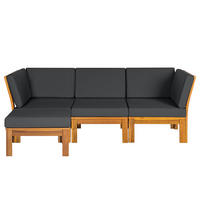 LOUNGESOFA - 4-teilig - Webstoff / Akazie massiv - Anthrazit, Holz/Textil - home24