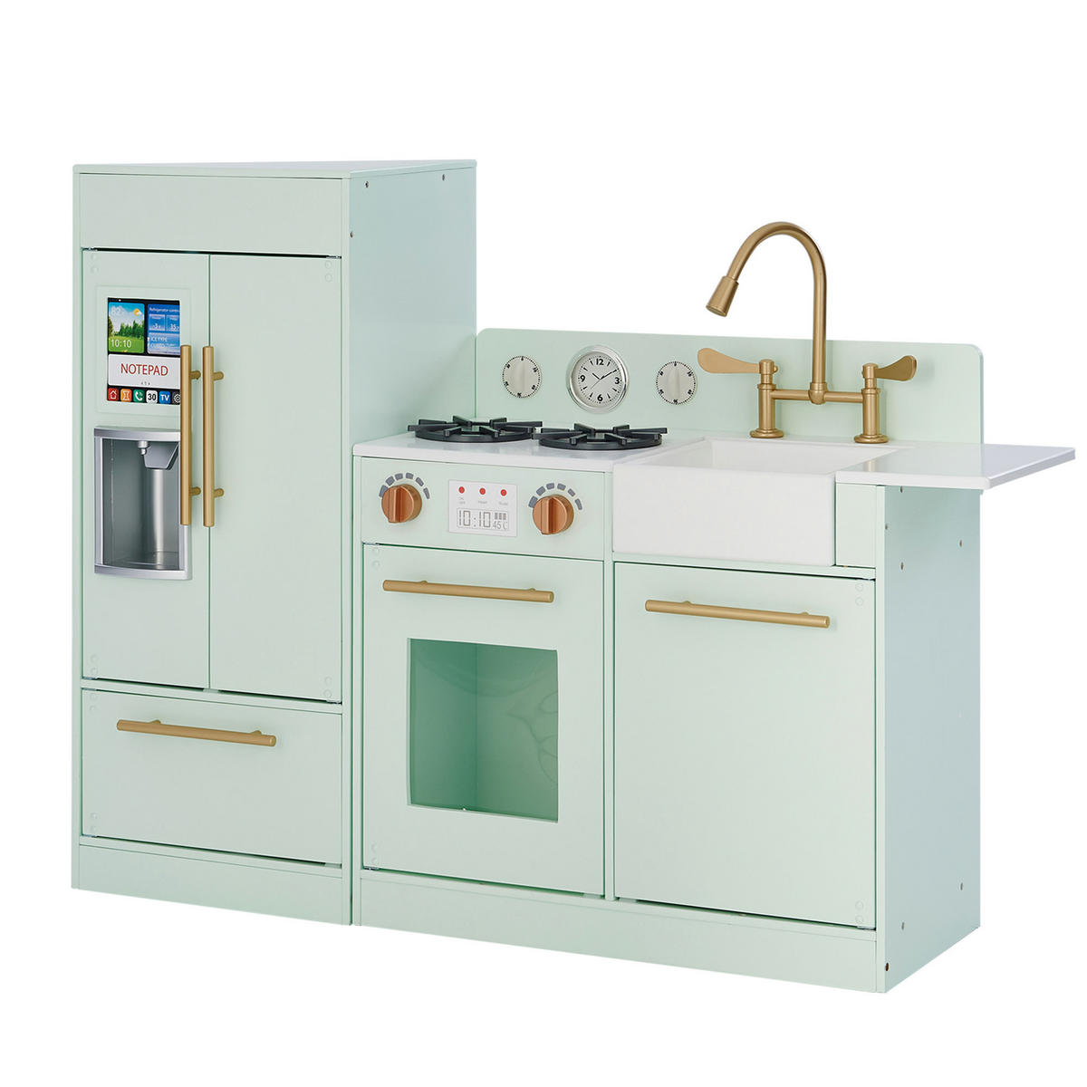 KINDERKÜCHE aus Holz, Mintgold, 81 cm - Grün, Holz (105.7/30/81cm) - Teamson Kids