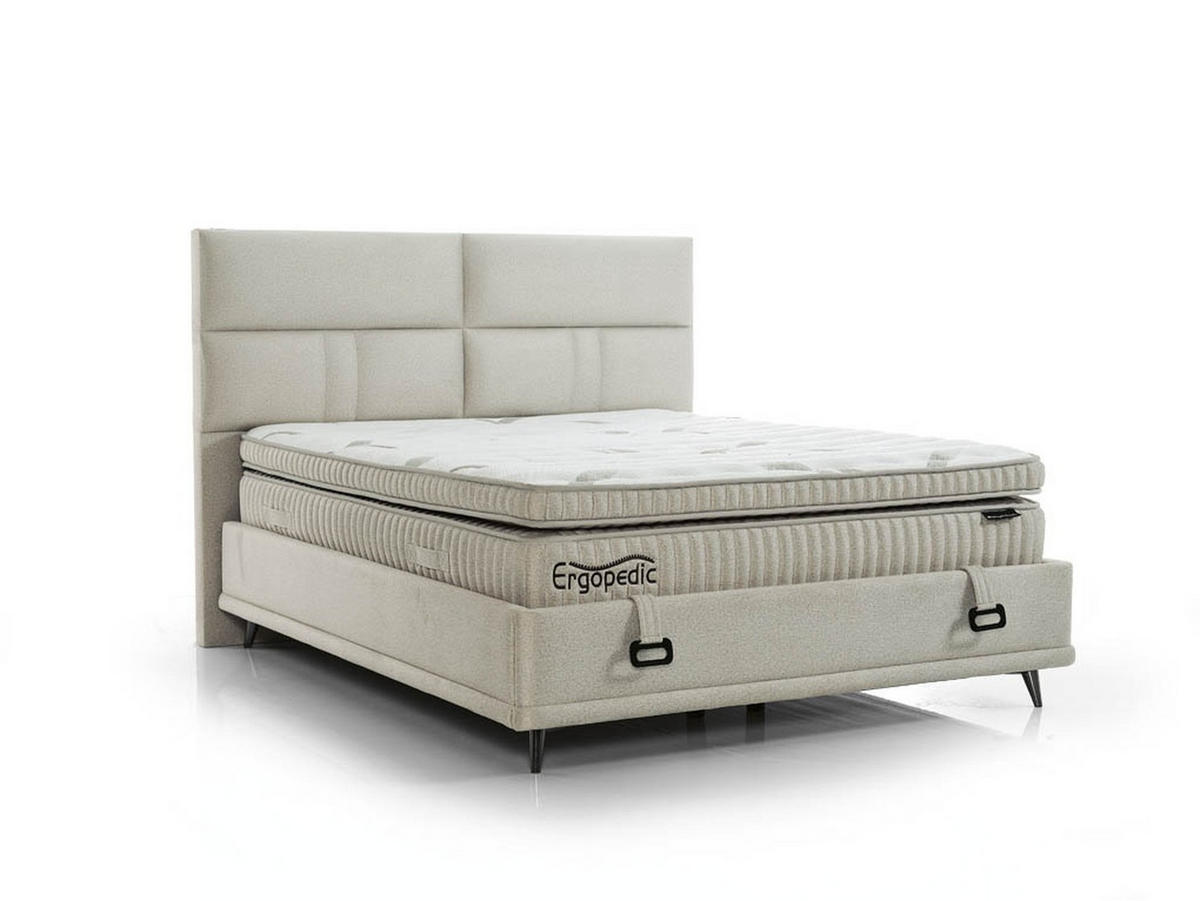 POLSTERBETT Ergopedic 100x200 Beige - Beige, Textil/Metall (100/200cm) - Villa Möbel