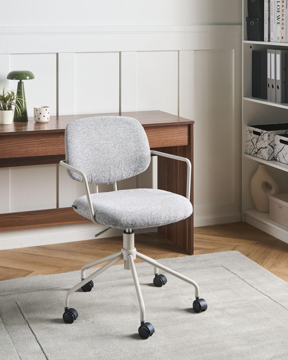 BÜROSTUHL Stoff Grau Ripley - Beige, Textil (60/82/60cm) - Beliani