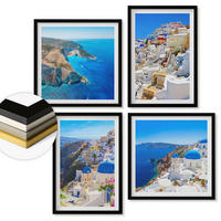 WANDBILDER 4er-Set - 50x50 cm & 40x60 cm Schwarzer Rahmen - Architekturlandschaft Oia Santorin Griechenland - Schwarz, Kunststoff (50/50cm) - ArtPrintCave