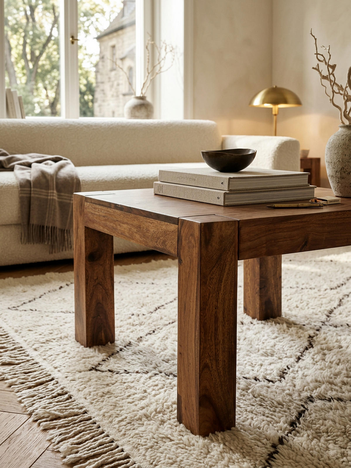 COUCHTISCH aus Akazienholz, rustikal, quadratisch, handgefertigt, Braun 60x60x40 cm - Braun, Holz (60/60/40cm) - KADIMA DESIGN