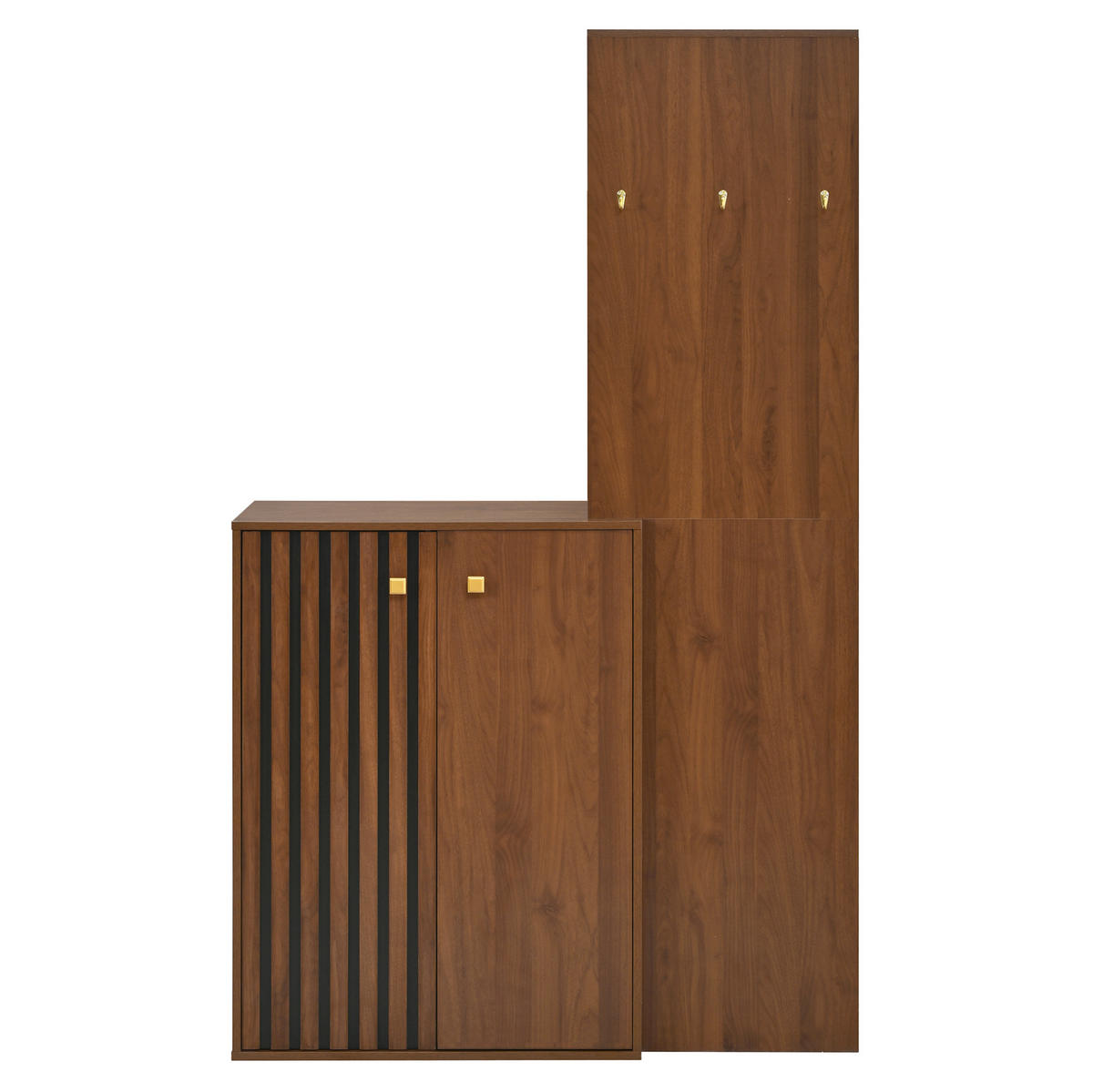 KOMPAKTGARDEROBE mit Schuhschrank 115 x 38,5 x 191,5 cm MDF nussbaumfarben - Braun, Holzwerkstoff (38.5/191.5/115cm) - Beauniv