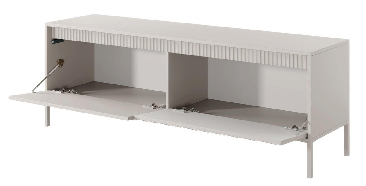 TV stolík Falsetto béžový s 3D štruktúrou čela 154/53/40 cm - béžová, kov/kompozitné drevo (153/53.4/39.5cm) - Selsey