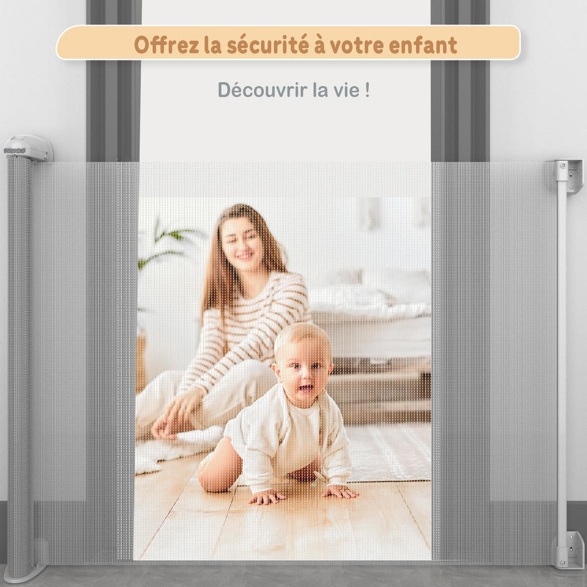 TREPPENSCHUTZGITTER Rollbares Türgitter 80 x 130 cm Weiß - Weiß, Kunststoff (130/4cm) - Twinky