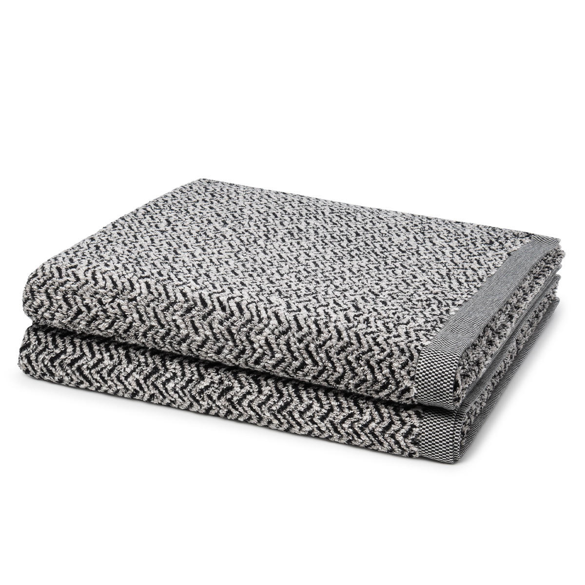 DUSCHTUCH Brooklyn Fischgrat 2er-Set - Schwarz, Textil (80/150cm) - MÖVE