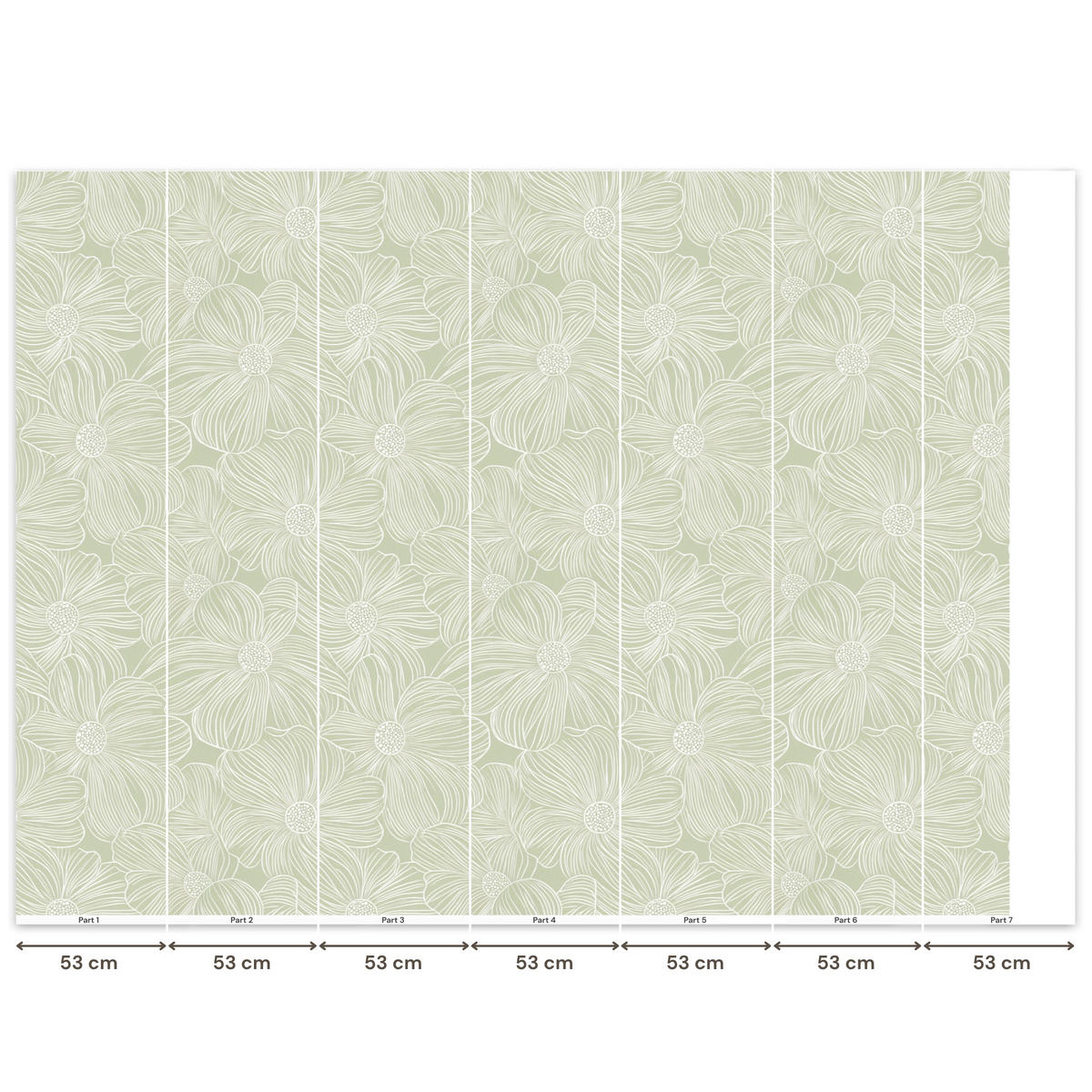 TAPETE - Gelassenheit - Blumen - Grün - 300x220 cm - Salbeigrün, Papier (300/220cm) - OnlyWow