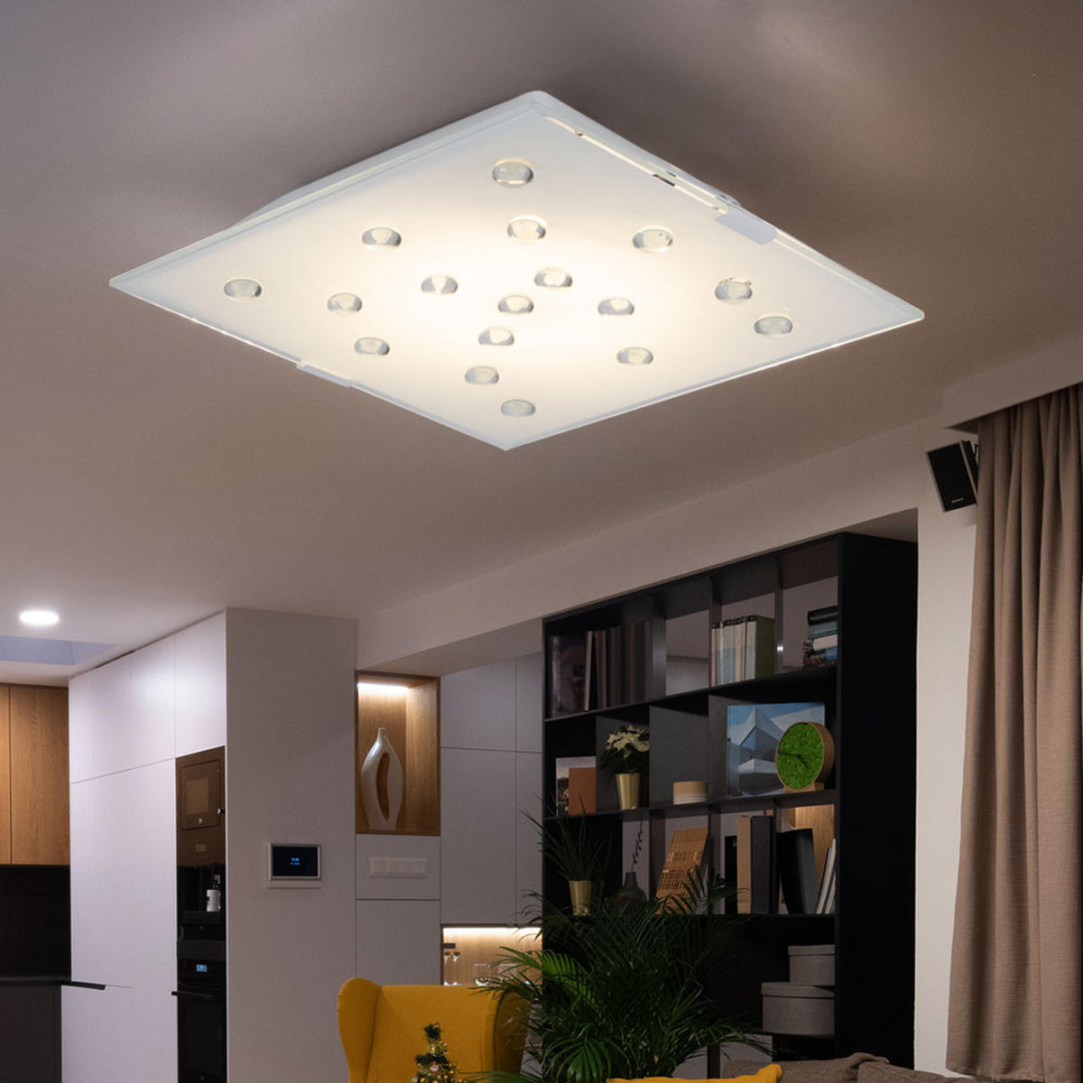 LED DECKENLEUCHTE Glassteine klar Weiß - Weiß, Glas (29/29/7.5cm)