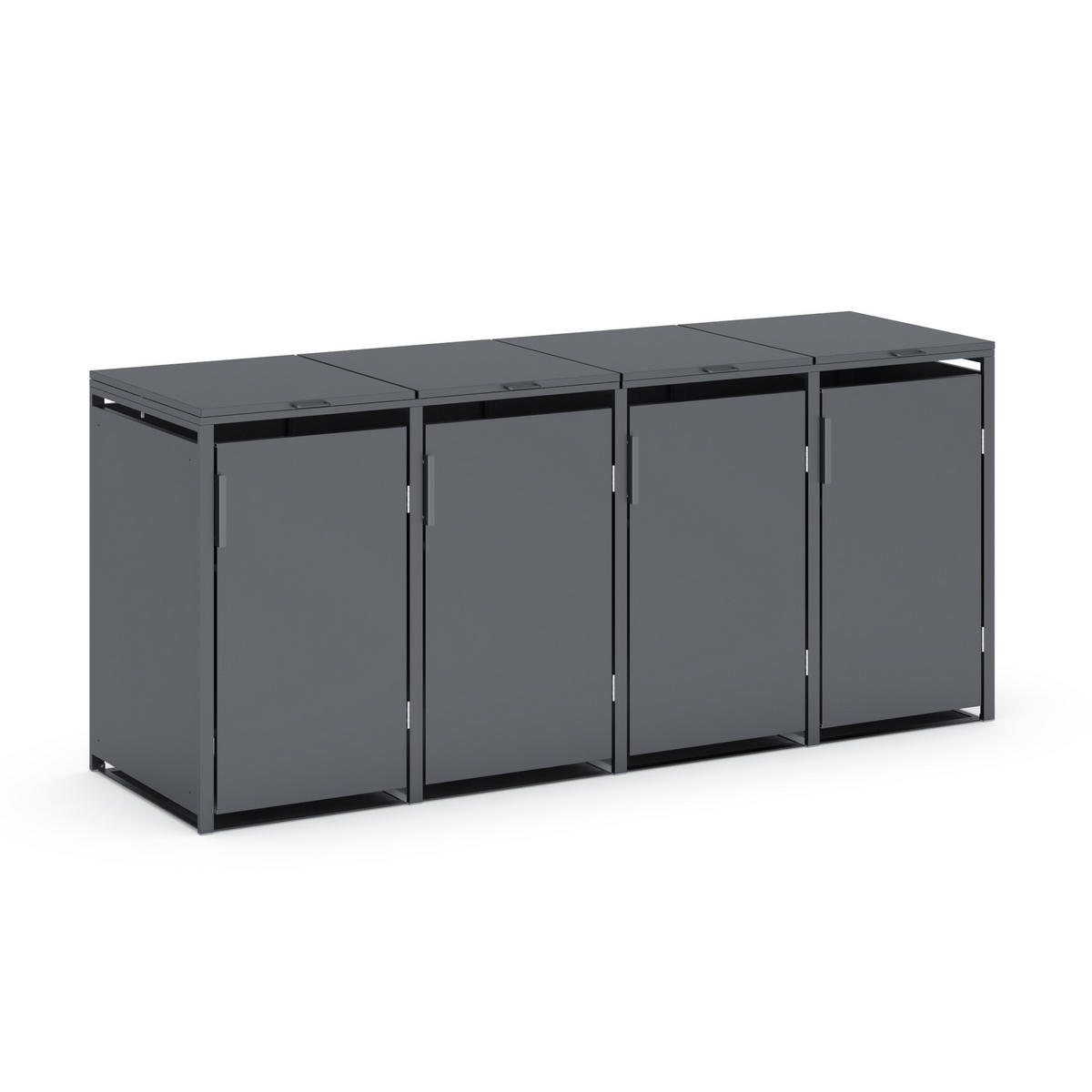 MÜLLTONNENBOX 4er, 265x80x116cm, Stahl, anthrazit - Grau, Kunststoff (80/175/120cm) - Plats Outdoor solution