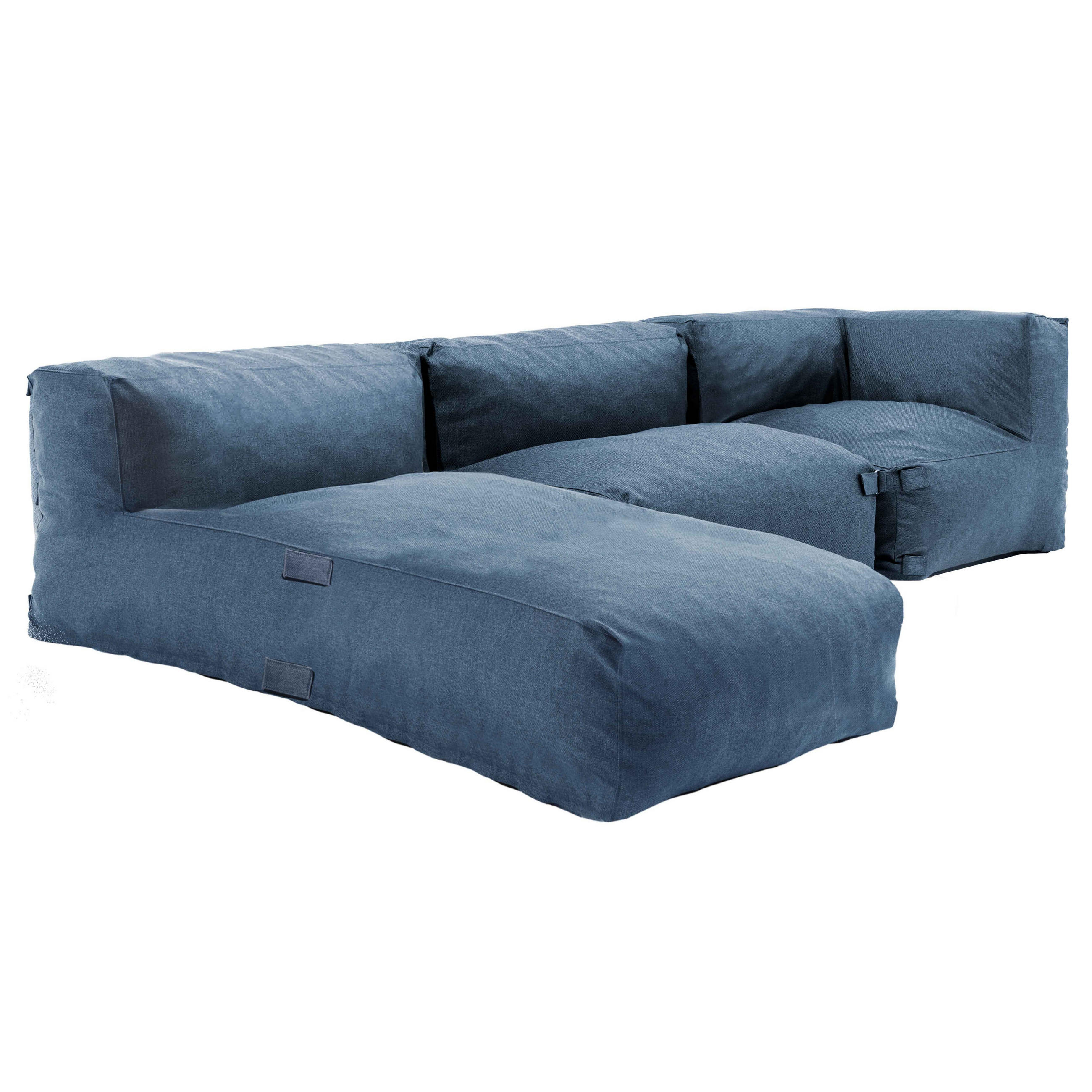 GARTENSOFA 3-tlg., Pazifikblau - Blau, Textil (85/65/160cm) - Oviala