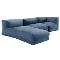 GARTENSOFA 3-tlg., Pazifikblau - Blau, Textil (85/65/160cm) - Oviala