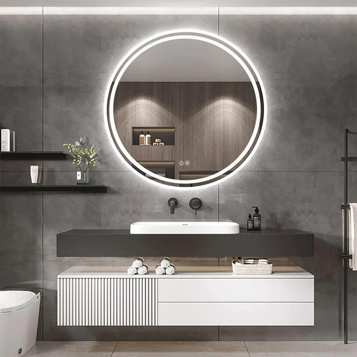 SPIEGEL Rea Led 100cm Bas - Transparent, Glas (98/98/2cm) - REA