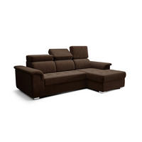 ECKSOFA KONGO RBN06, Eckcouch in L-Form mit Schlaffunktion, Farbe: Dunkelbraun, Velourstoff, Ottomane Rechts - Dunkelbraun, Textil (247/165cm) - O-Sofa