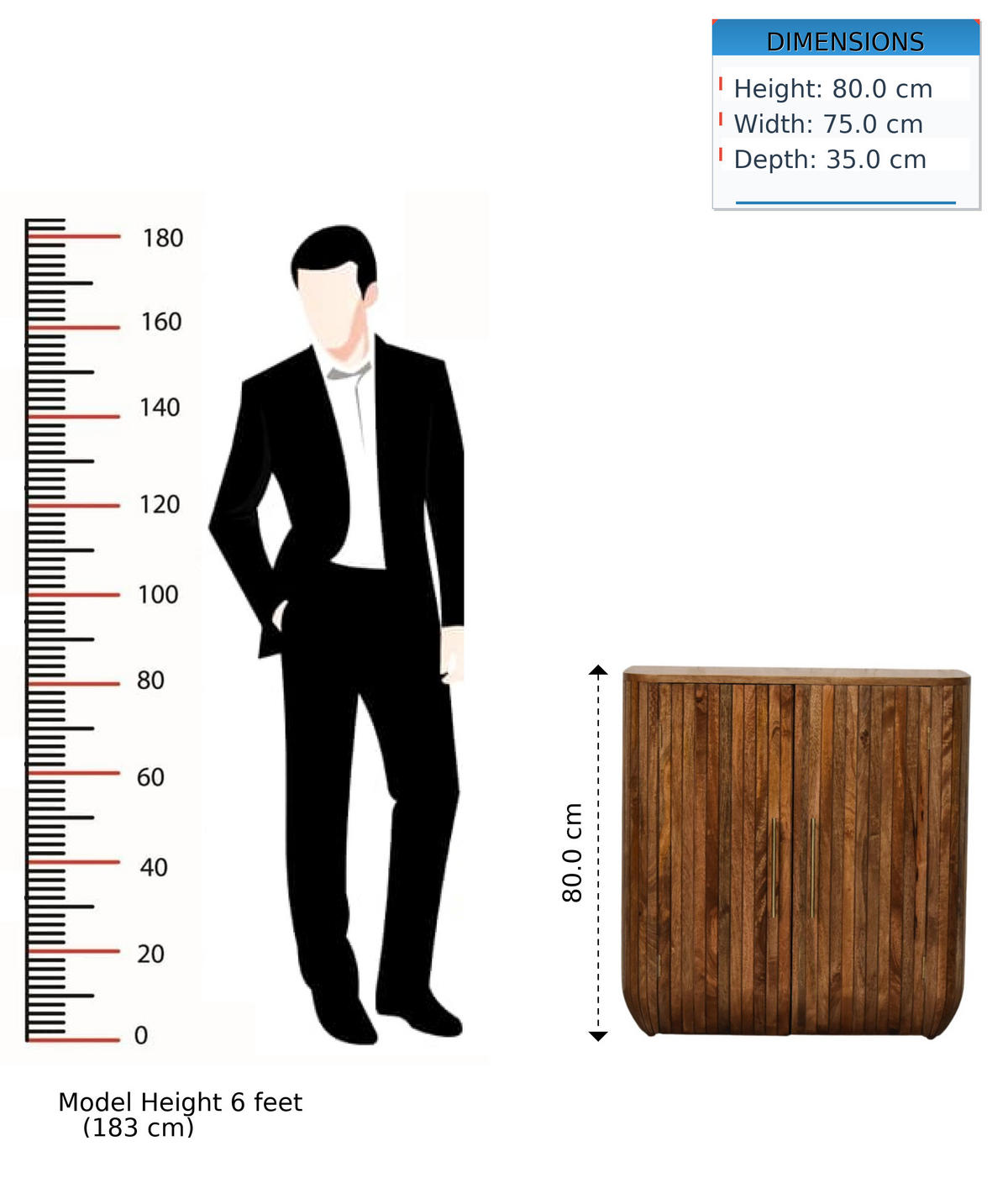 SCHRANK mit Golden-Teak-Finish, 2 Türen, 2 Innenablagen, geröstetes Braun - Braun, Holz (75/80/35cm) - Artisan Furniture