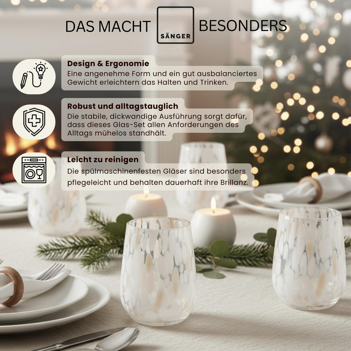 TRINKGLÄSER Set Curacao - 4 teilig - Transparent/Beige, Glas - Sänger