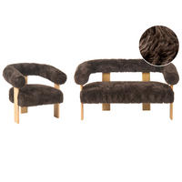 SADA POHOVEK Umělá kožešina Tmavě hnědá/Světle hnědá Ilbro - hnědá, textil (138/76/68cm) - Beliani