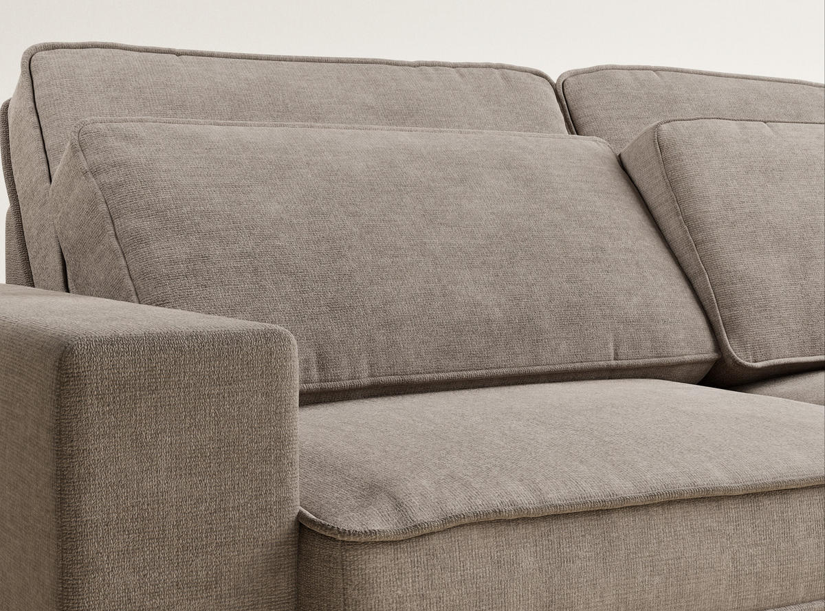 ECKSOFA Kirou Grau braun Chenille-Stoff - Rechts Seite - Graubraun/Schwarz, Holz/Holzwerkstoff (311/225cm) - Maison de Reve