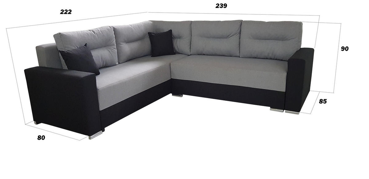 ECKSOFA PARIS – L-Form mit Schlaffunktion & Bettkasten Flauschiger Cord Stoff POSO Rosa - Rosa, Kunststoff (239/222cm) - Wohnideebilder