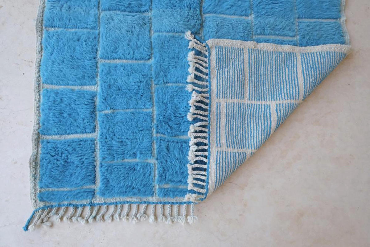 BERBERTEPPICH aus Marokko aus reiner Wolle 140x 200 cm - Blau, Naturmaterialien (140/200cm) - AFK Living