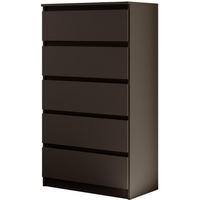 KOMMODE Lemon 70 cm mit fünf Schubladen schwarz matt - Schwarz, Holzwerkstoff (70/124.5/39cm) - Beautysofa